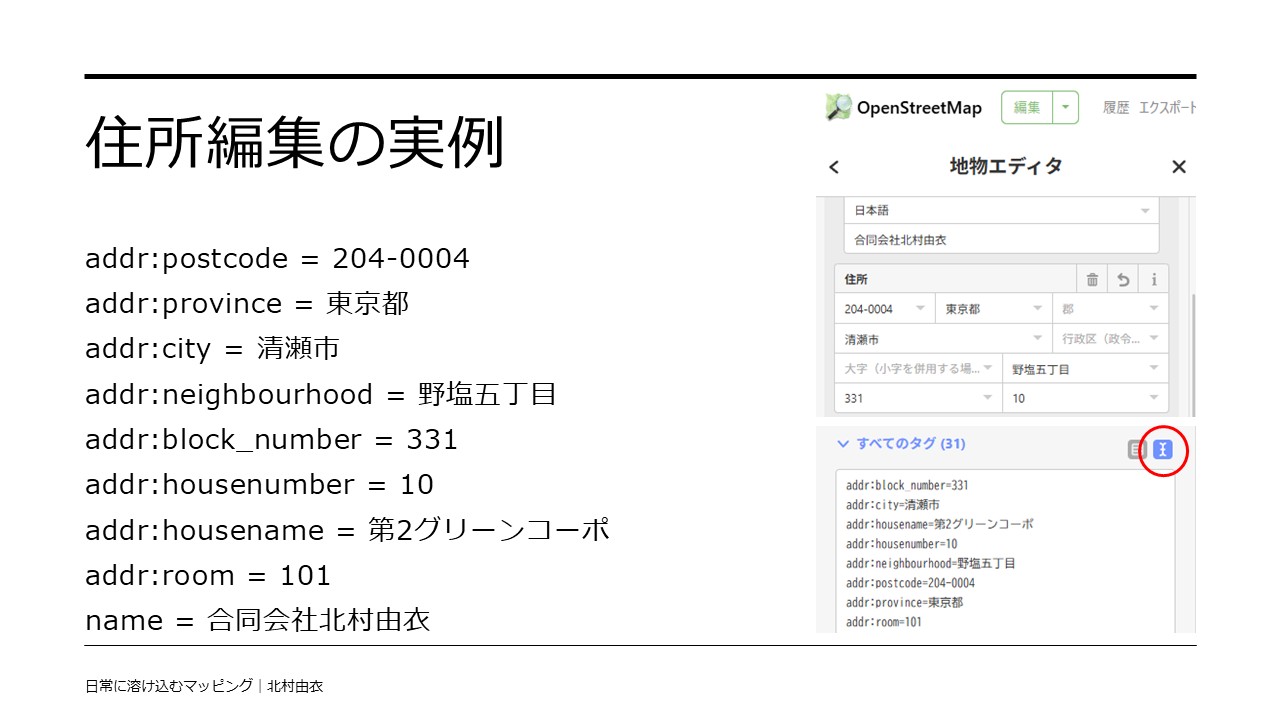 iDでテキストレベルのタグ編集をしている画面